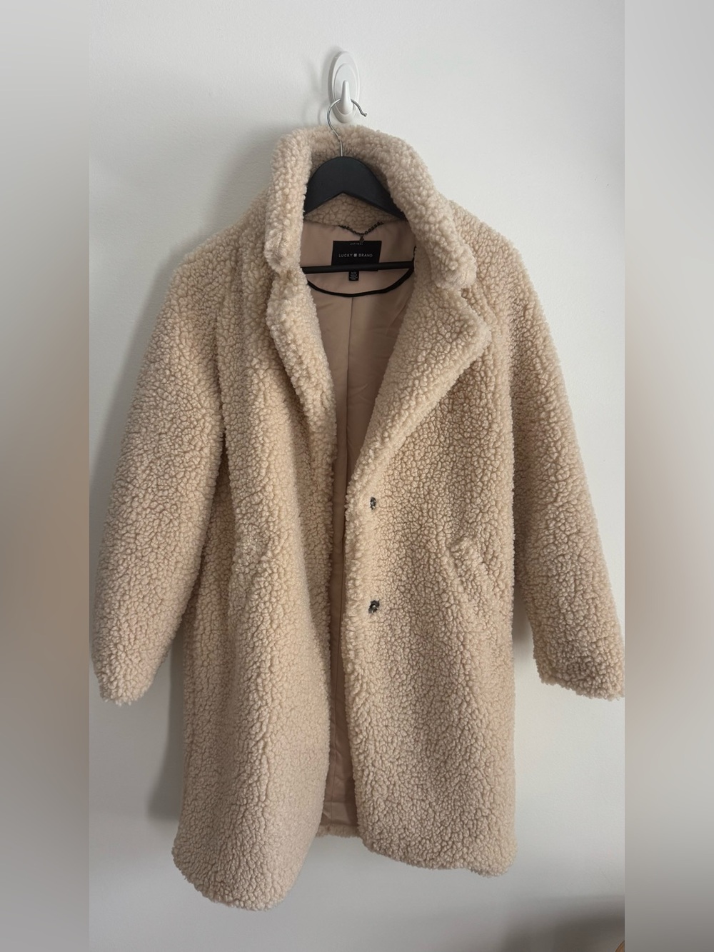 Lucky Brand Women’s Cream Sherpa Pea Coat